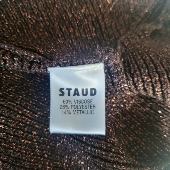 New Staud Cerro Metallic Brown Sweater Top Size Large - Picture 15 of 16